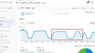 Google Analytics(グーグルアナリティクス)の管理画面のユーザーや行動のレポートで、グラフの座標点が消失する事象