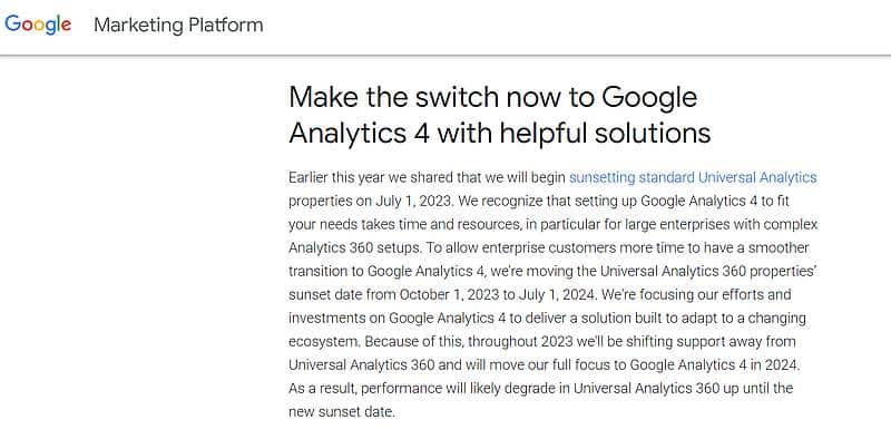 Googleが2022年10月27日のブログ投稿で、Google Anlytics(ユニバーサルアナリティクス)の有料版のデータ収集期間を2024年7月1日まで延長すると発表(英語文)
