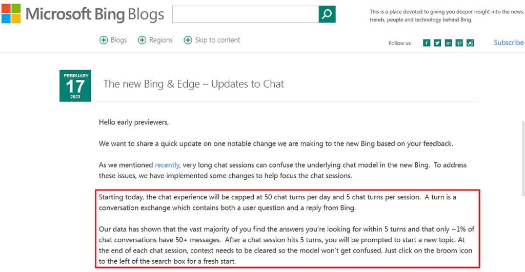 マイクロソフトが先行ユーザーのみ試せる次世代BingのGPT-4のAIチャットについてアップデート情報をブログに投稿