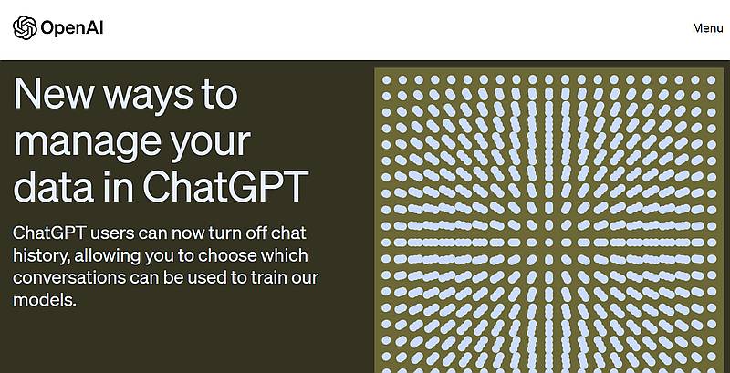 ChatGPTを開発するOpenAI社がアメリカ時間2023年4月25日にChatGPTでの新しいデータ管理方法を発表